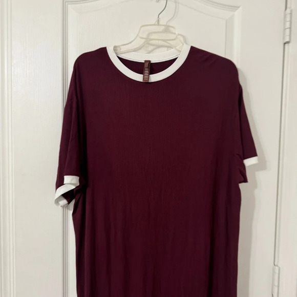 Skims Women's RINGER T-SHIRT LONG DRESS Pajama Short Sleeve Maxi Dress Size M - Picture 3 of 5